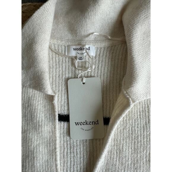 WEEKEND LOS ANGELES Women's Cressida Stripe Johnny Collar Sweater Size 1X - Picture 5 of 16